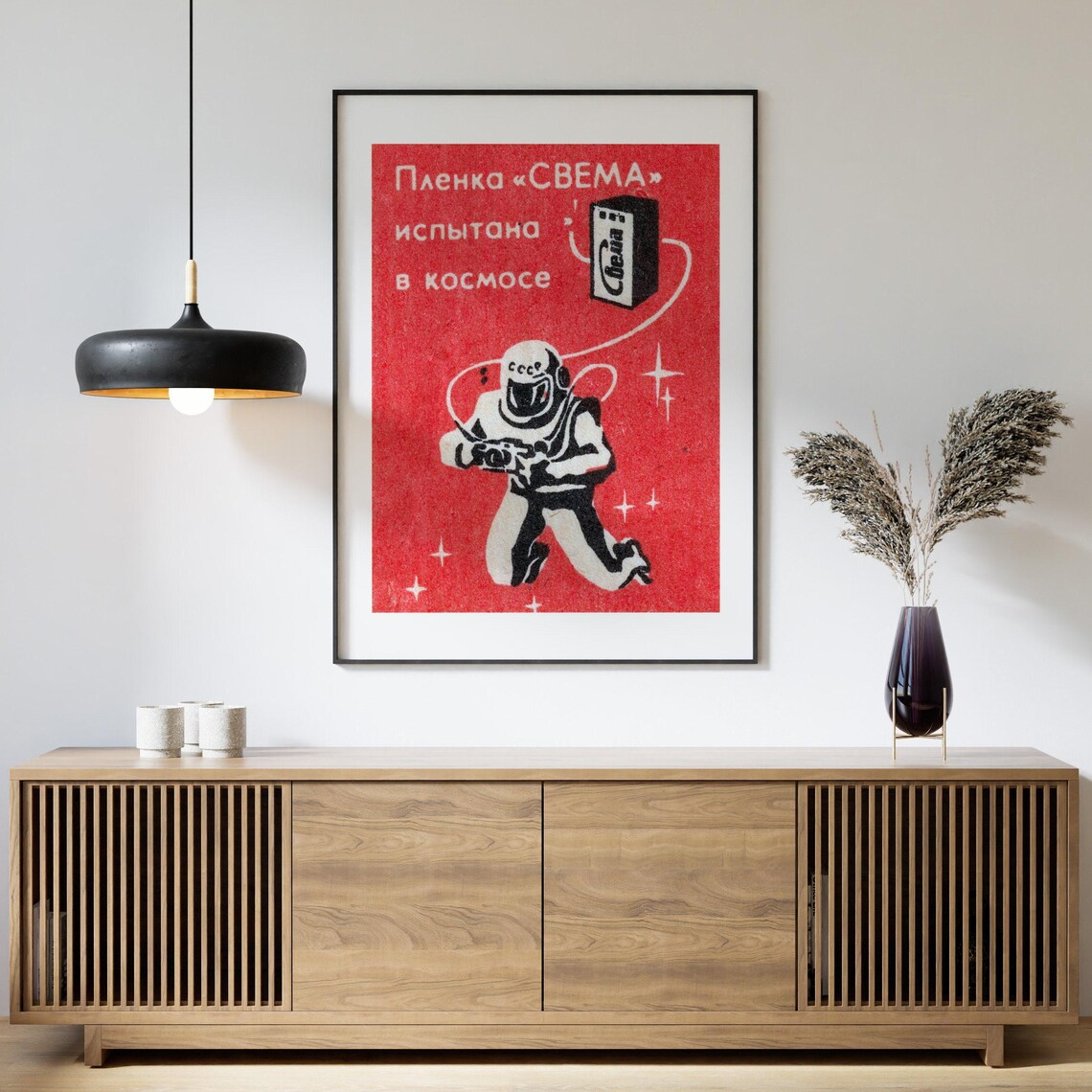 Cosmonaut Taking Photo Vintage Eastern Europe Poster Print - Image 4