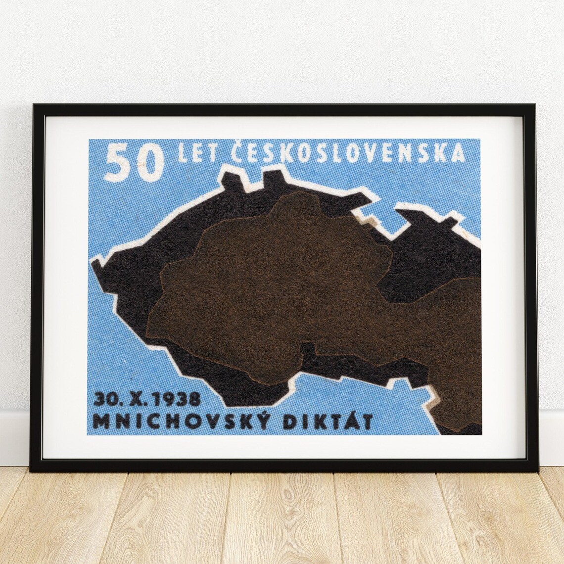 Czechoslovakia 50 Years 1938 Munich Dictate Map Vintage Art Print