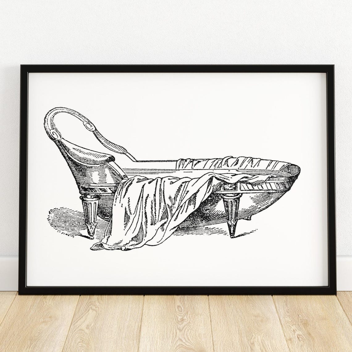 Ancient Roman Marble Bathtub Sarcophagus Tub Engraving Poster
