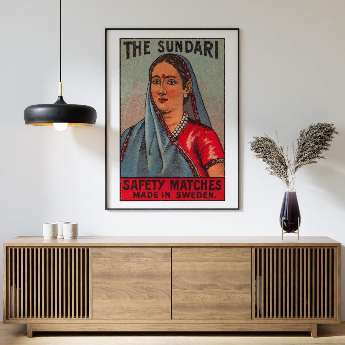 The Sundari Indian Beauty Vintage Swedish Matchbox Label Poster - Image 4