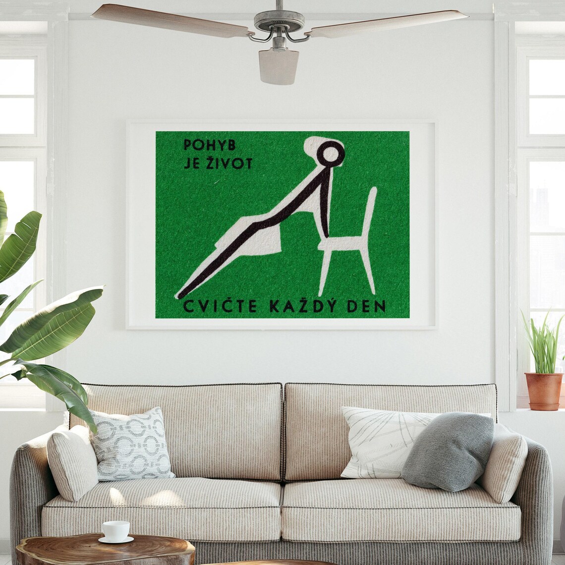 Exercise Every Day Matchbox Print, Vintage Czech Art - Image 3