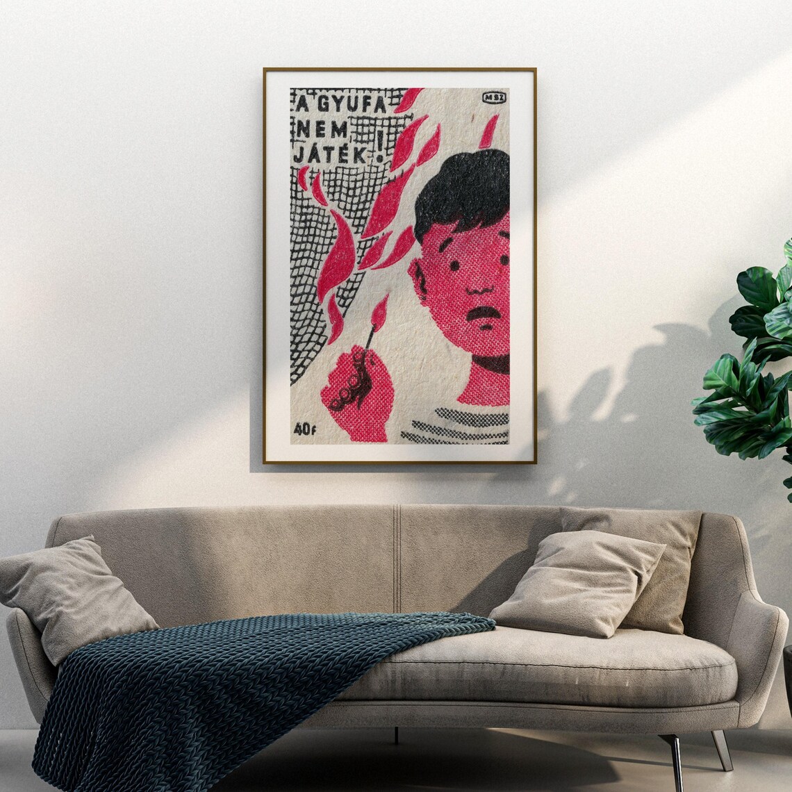 Hungarian Fire Safety Matches Are Not Toys Retro Advertising Poster - Image 3