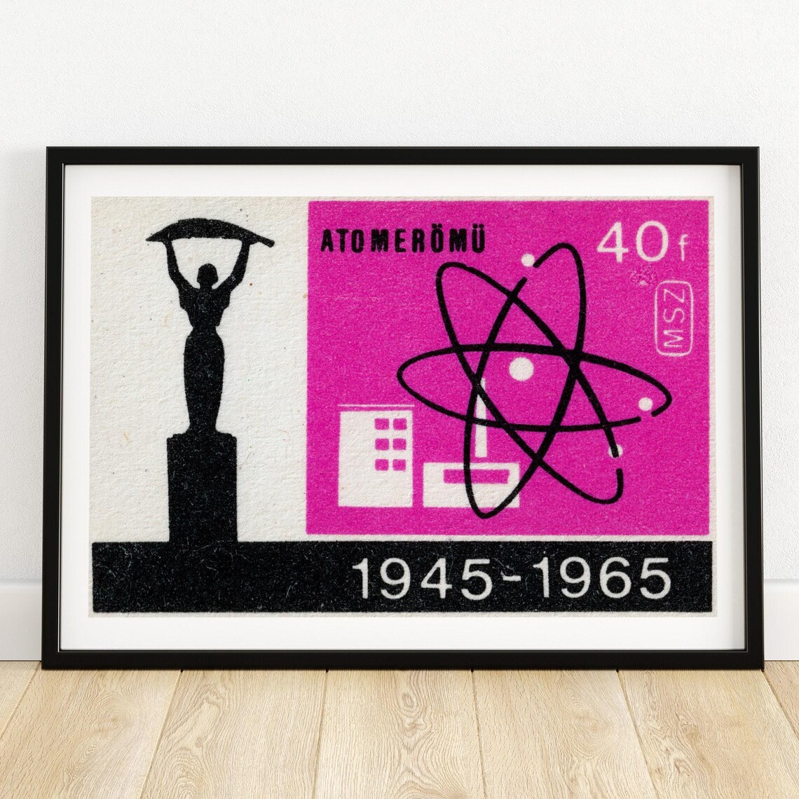 Hungarian Atomeromu Nuclear Power Plant 1945 1965 Label Poster