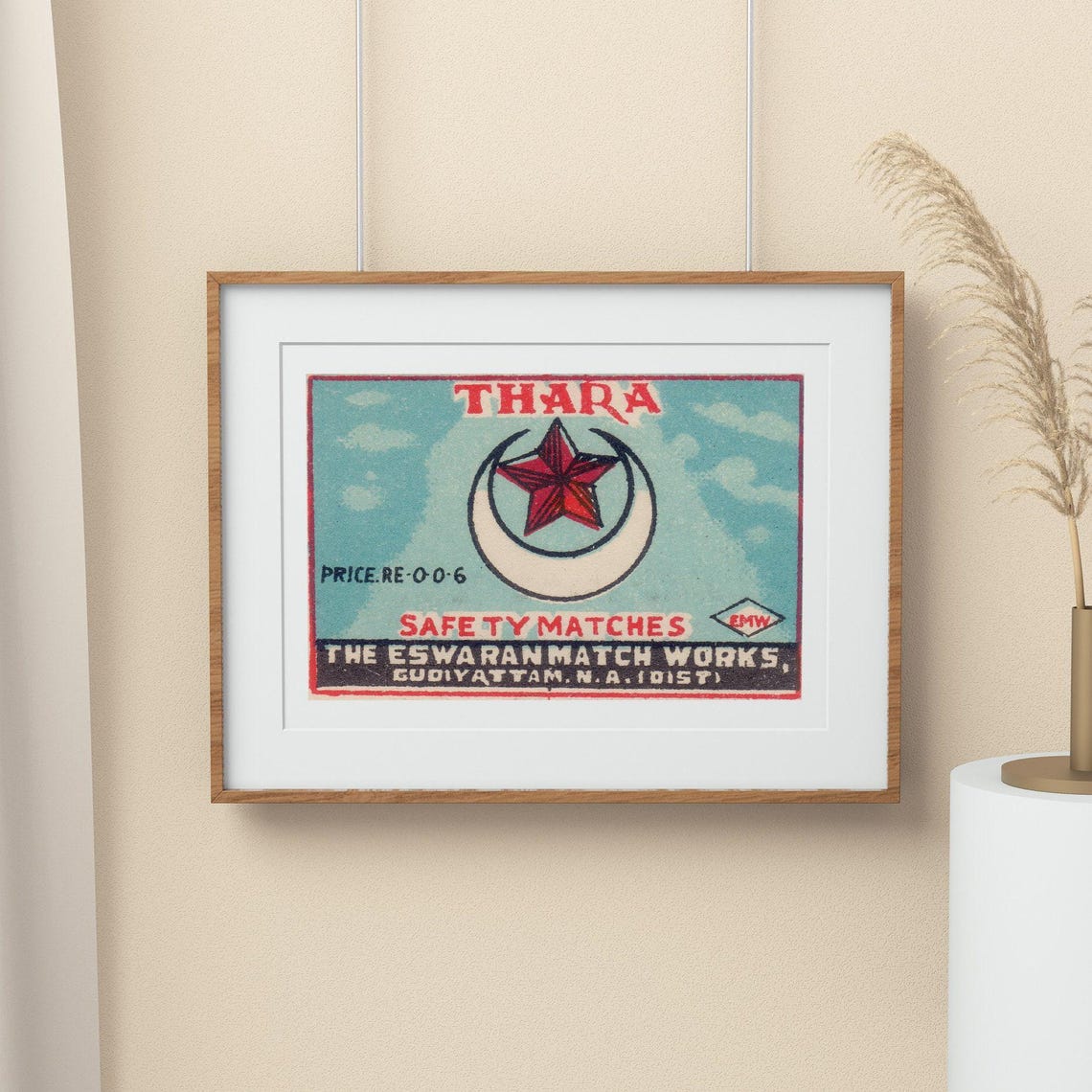 Thara Safety Matches Star and Crescent Vintage Indian Label Art Poster - Image 2