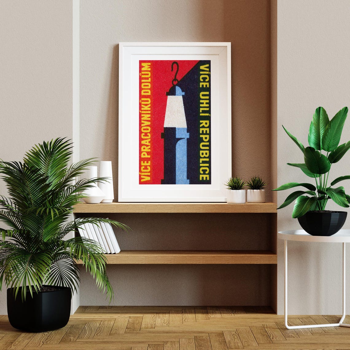 Miners Lamp Coal Slogan Vintage Czech Matchbox Label Art Poster - Image 2