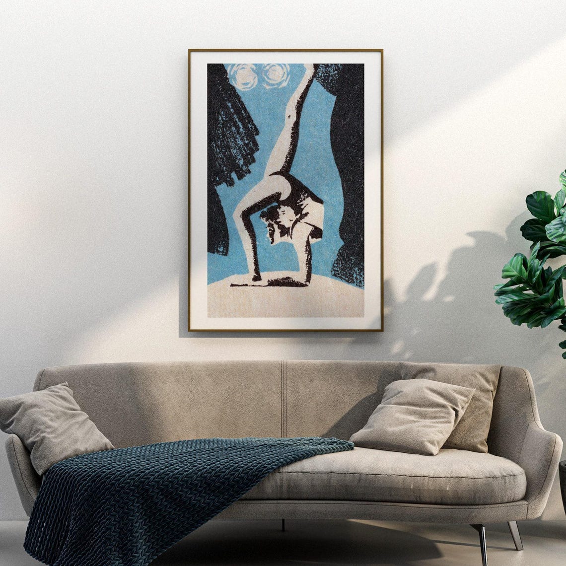 Contortionist Acrobat Backbend Vintage Blue Matchbox Art Poster - Image 3