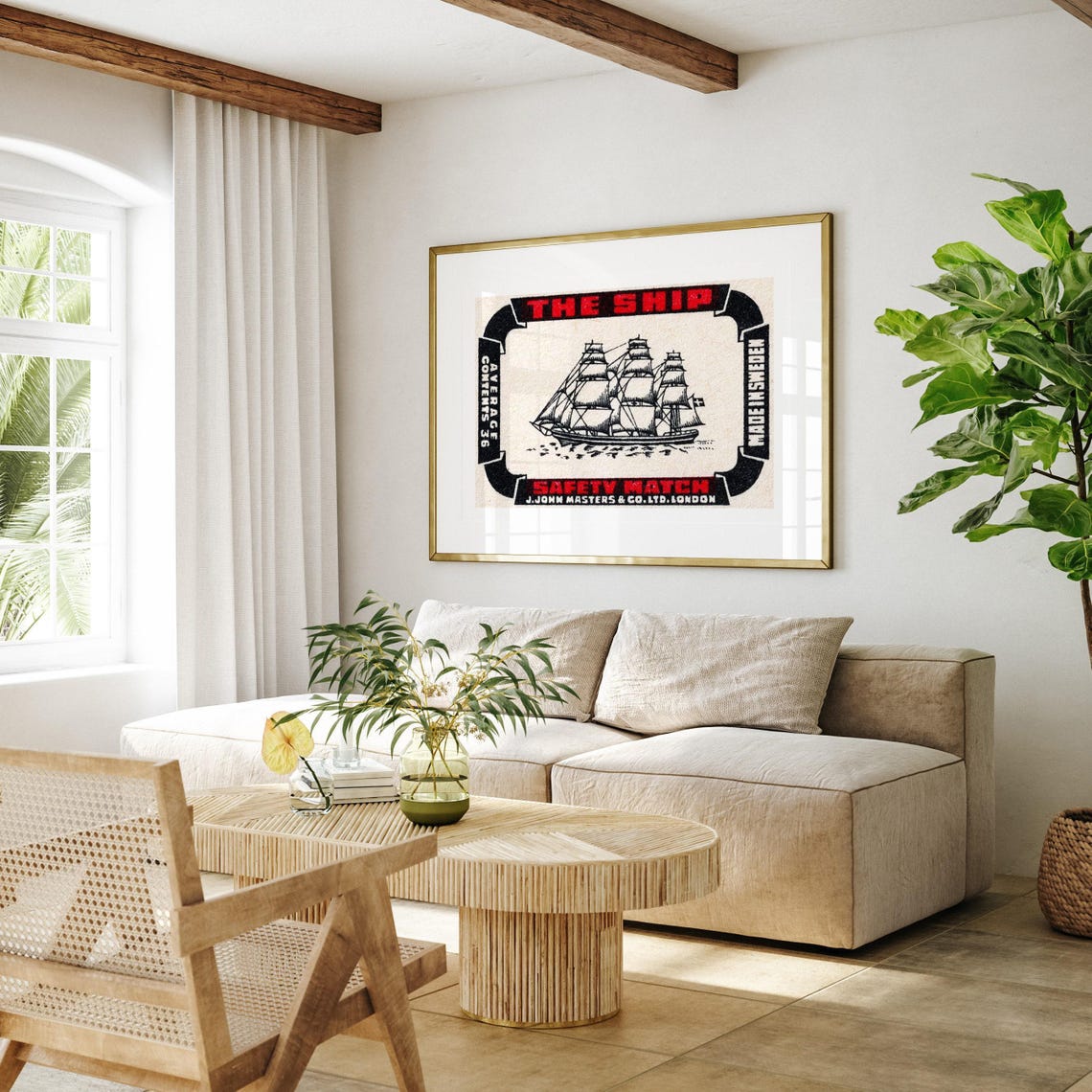 The Ship Safety Match Vintage Tall Ship Sailing Scene Art Poster - Image 4