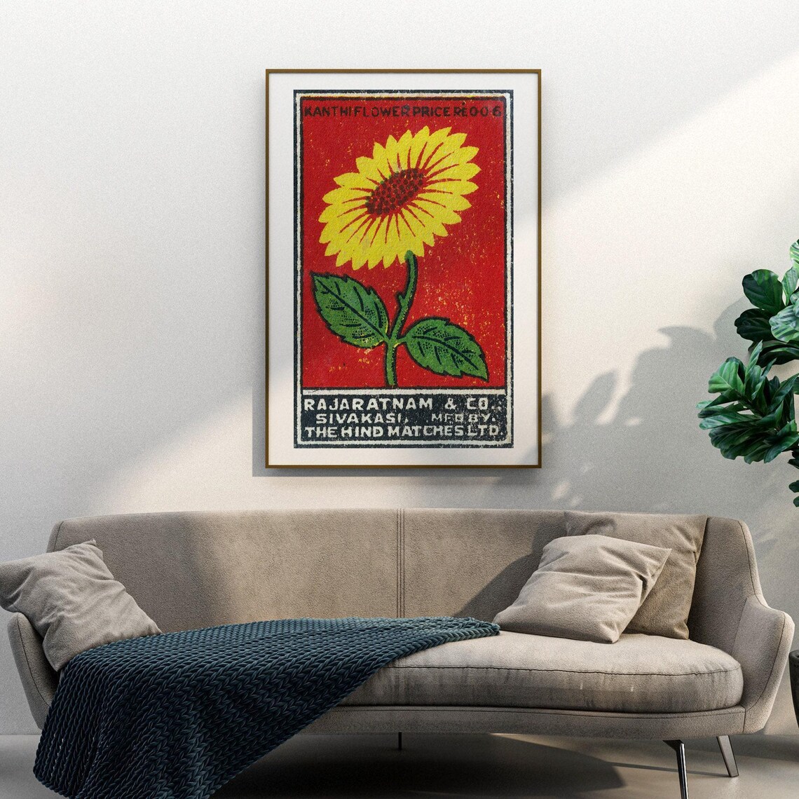 Kanthi Yellow Flower Vintage Indian Matchbox Label Floral Poster - Image 4