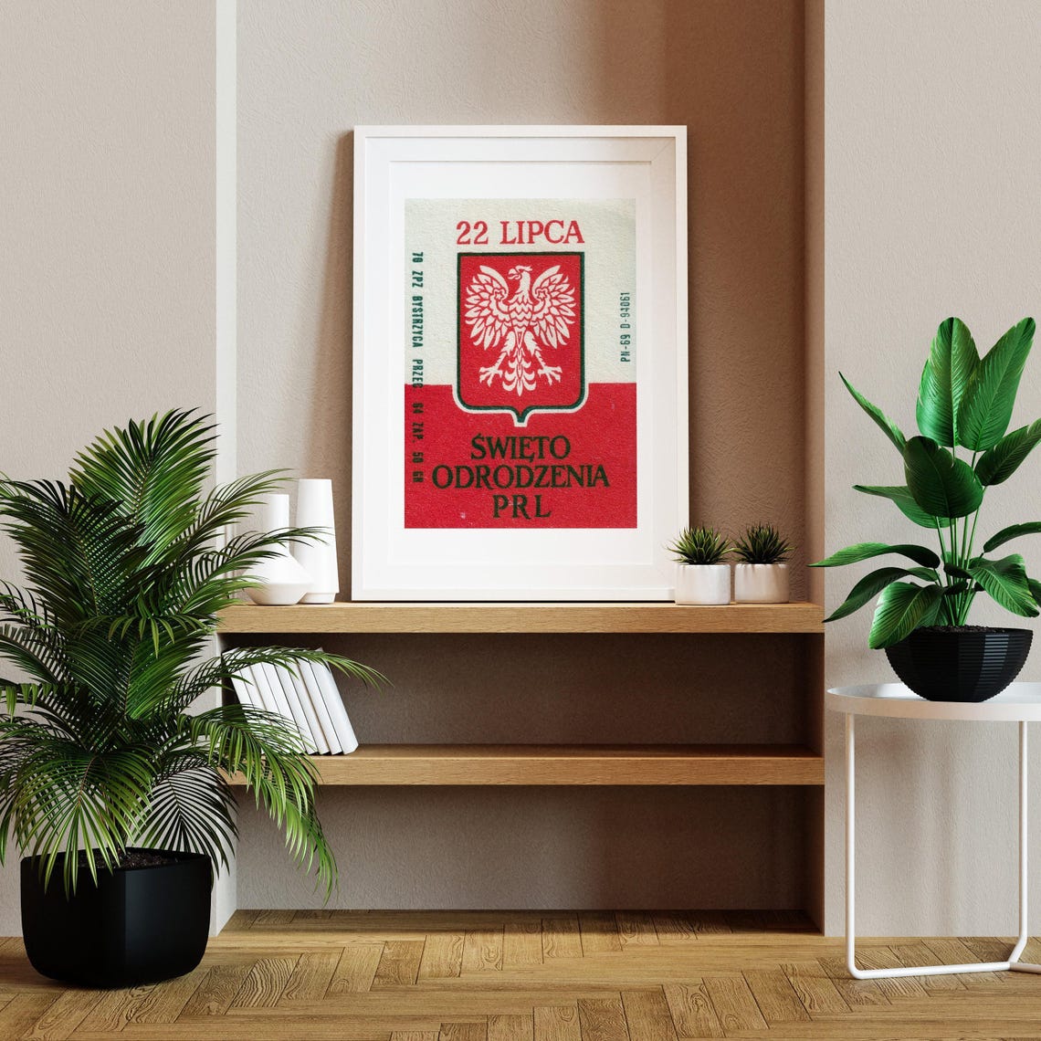 Polish White Eagle 22 Lipca Vintage Matchbox Crest PRL Poster - Image 2