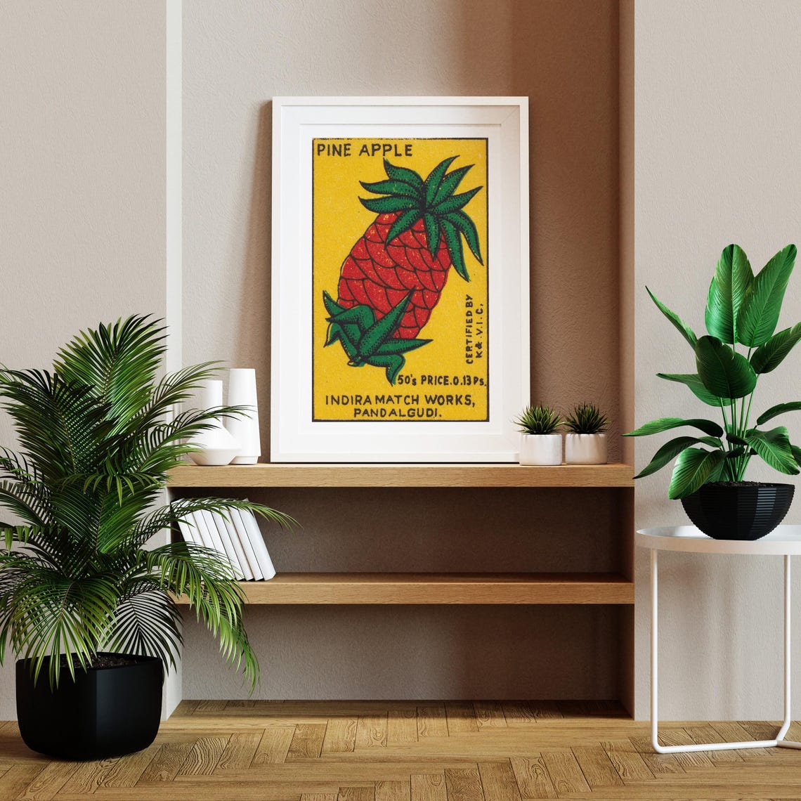 Pine Apple Indira Match Works Vintage Indian Fruit Label Poster - Image 2