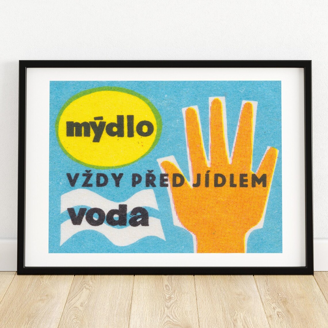 Wash Hands Soap Water Hygiene Vintage Czech Health Education Poster