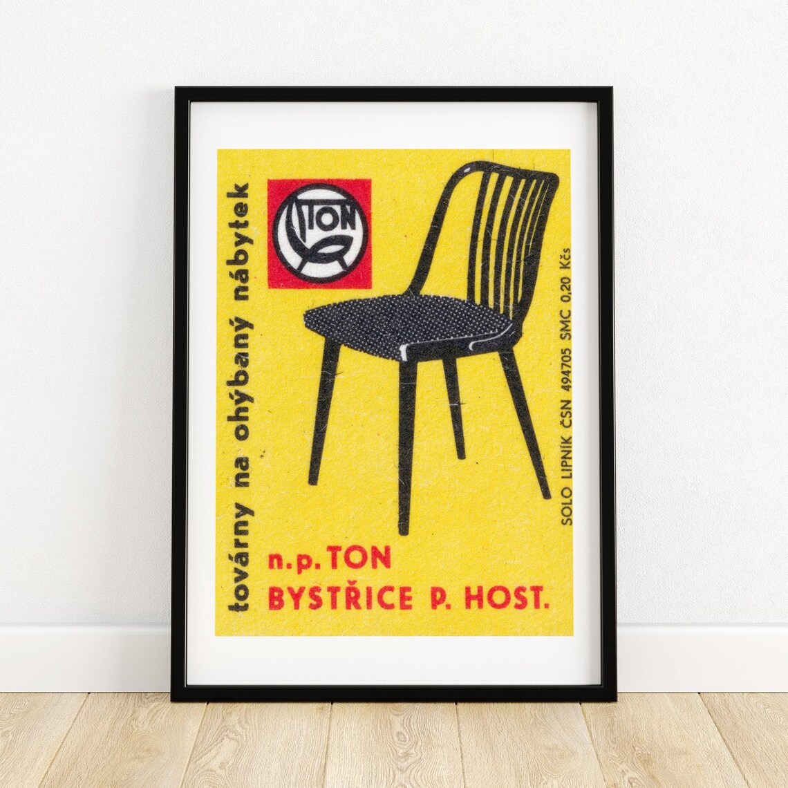 TON Bentwood Chair Bystrice Czech Vintage Furniture Matchbox Poster