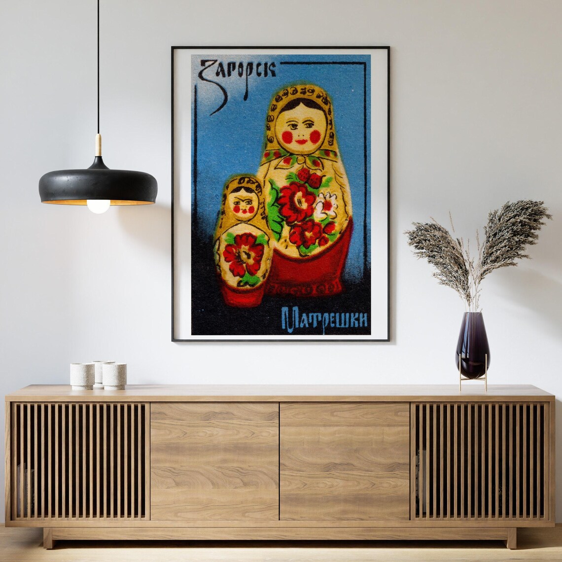 Matryoshka Babushka Dolls Russian Vintage Matchbox Folk Art Poster - Image 4