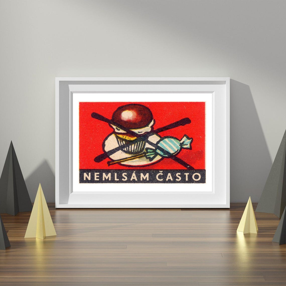 Nemlsam Casto Chocolate Candy Czech Vintage Matchbox Label Art Poster - Image 4