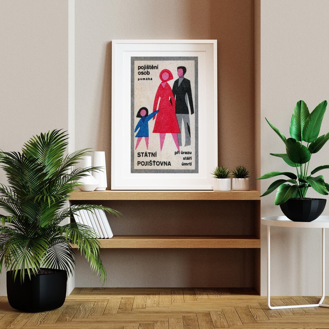 Czech State Insurance Family Vintage Retro Advertising Poster - Image 2