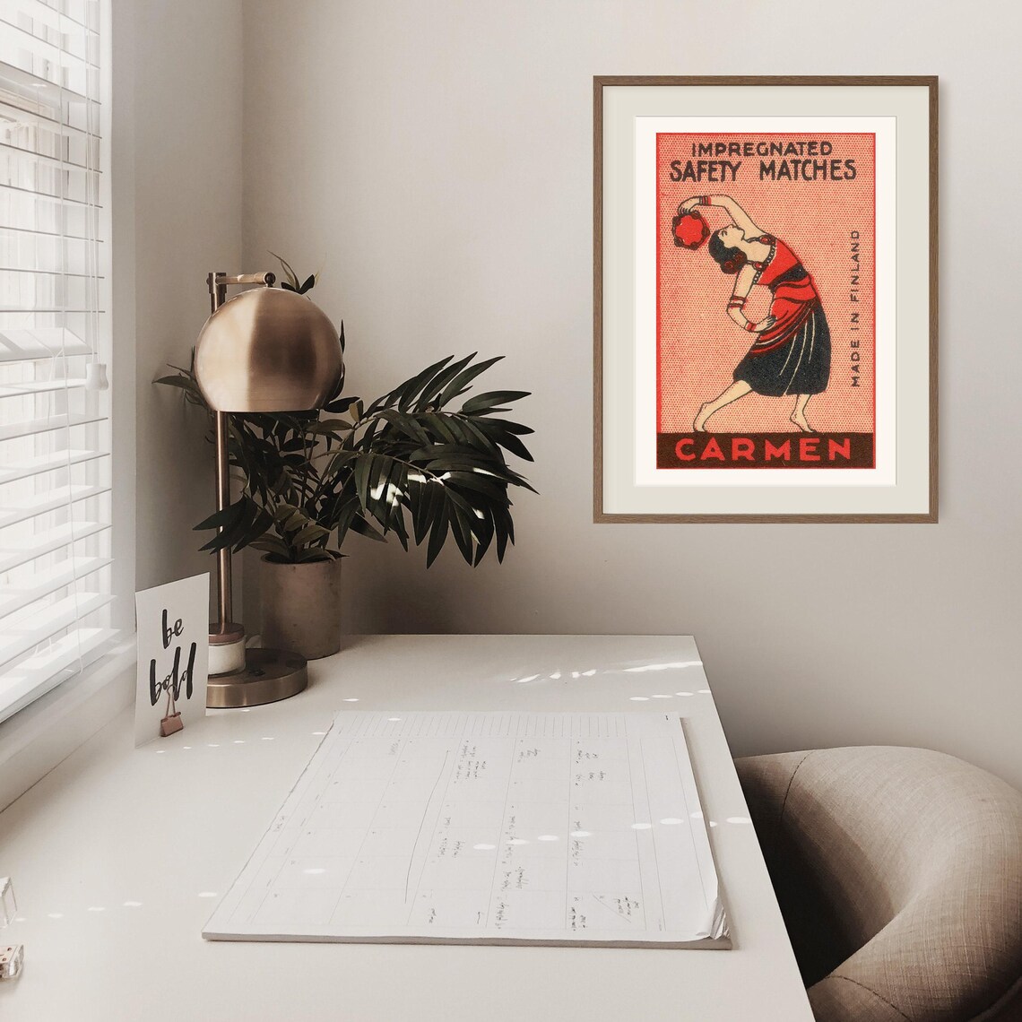 Carmen Flamenco Dancer Finland Safety Matches Vintage Matchbox Art Poster - Image 2