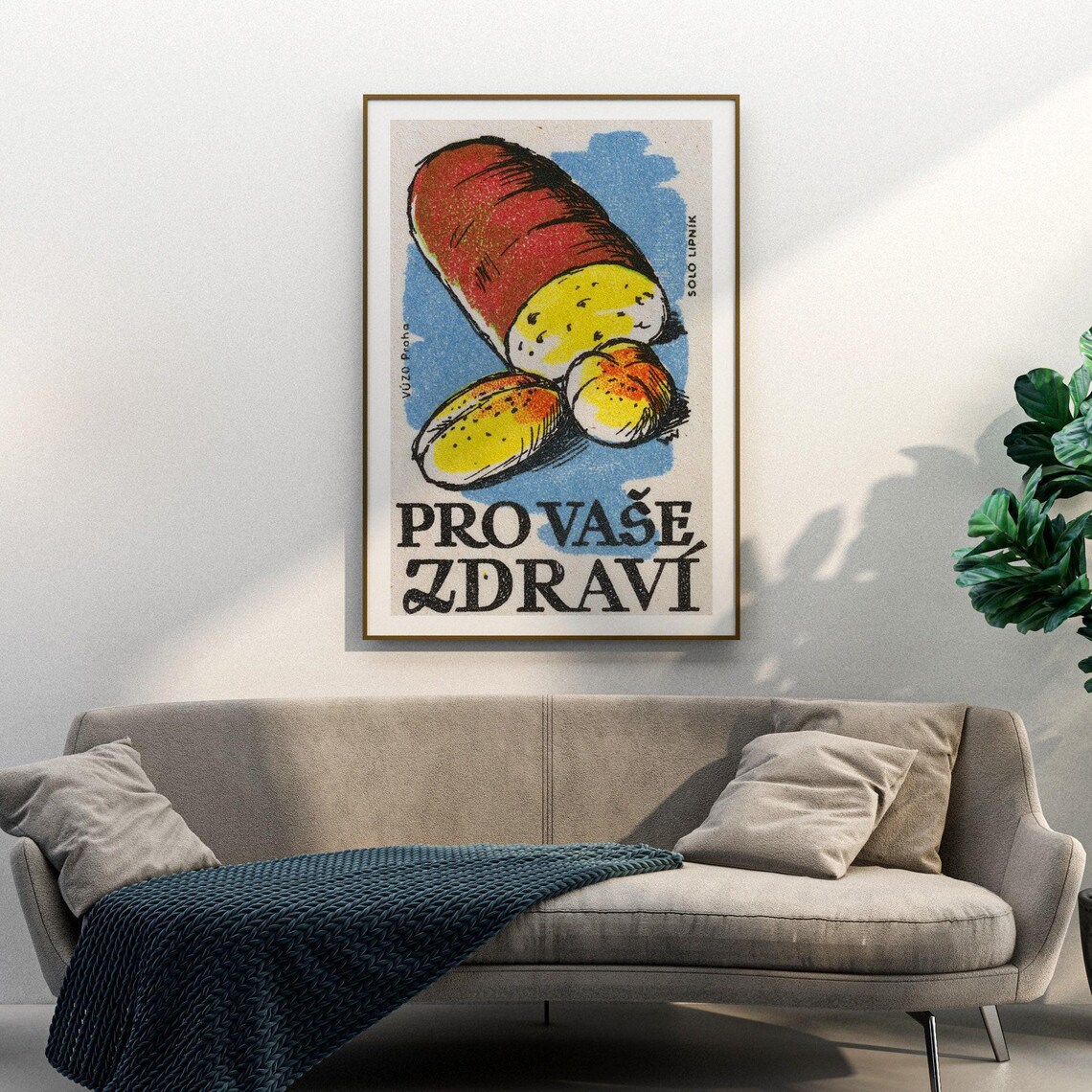 Pro Vase Zdravi Czech Bread Loaf Vintage Health Matchbox Poster - Image 3