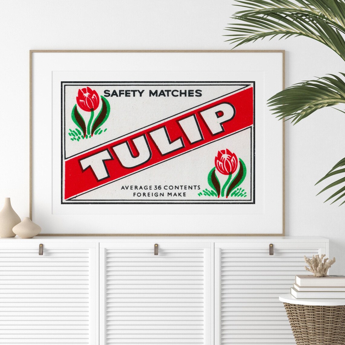 Tulip Vintage Safety Matches Red Flower Label Artwork Poster - Image 2
