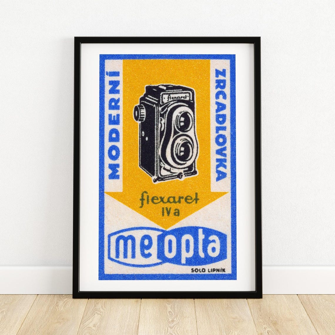 Meopta Flexaret IVa Modern Mirror Camera Czech Matchbox Ad Art Poster