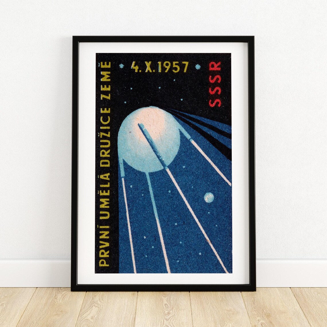 Sputnik 1957 Satellite in Space, Vintage Poster Print