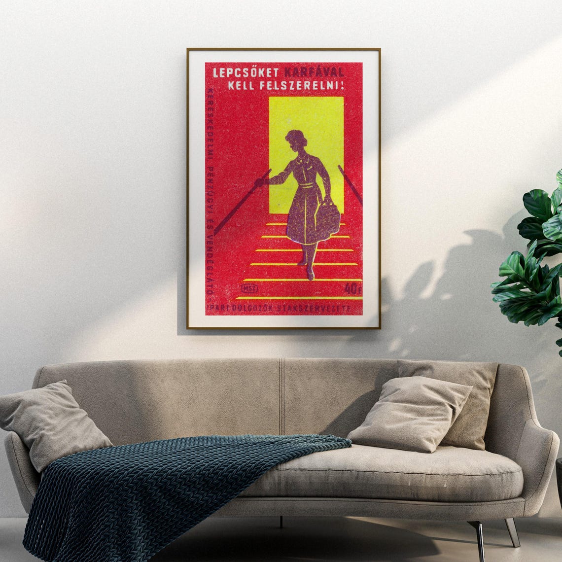 Stairs Must Have Rails Hungarian Red Matchbox Label Art Poster - Image 3
