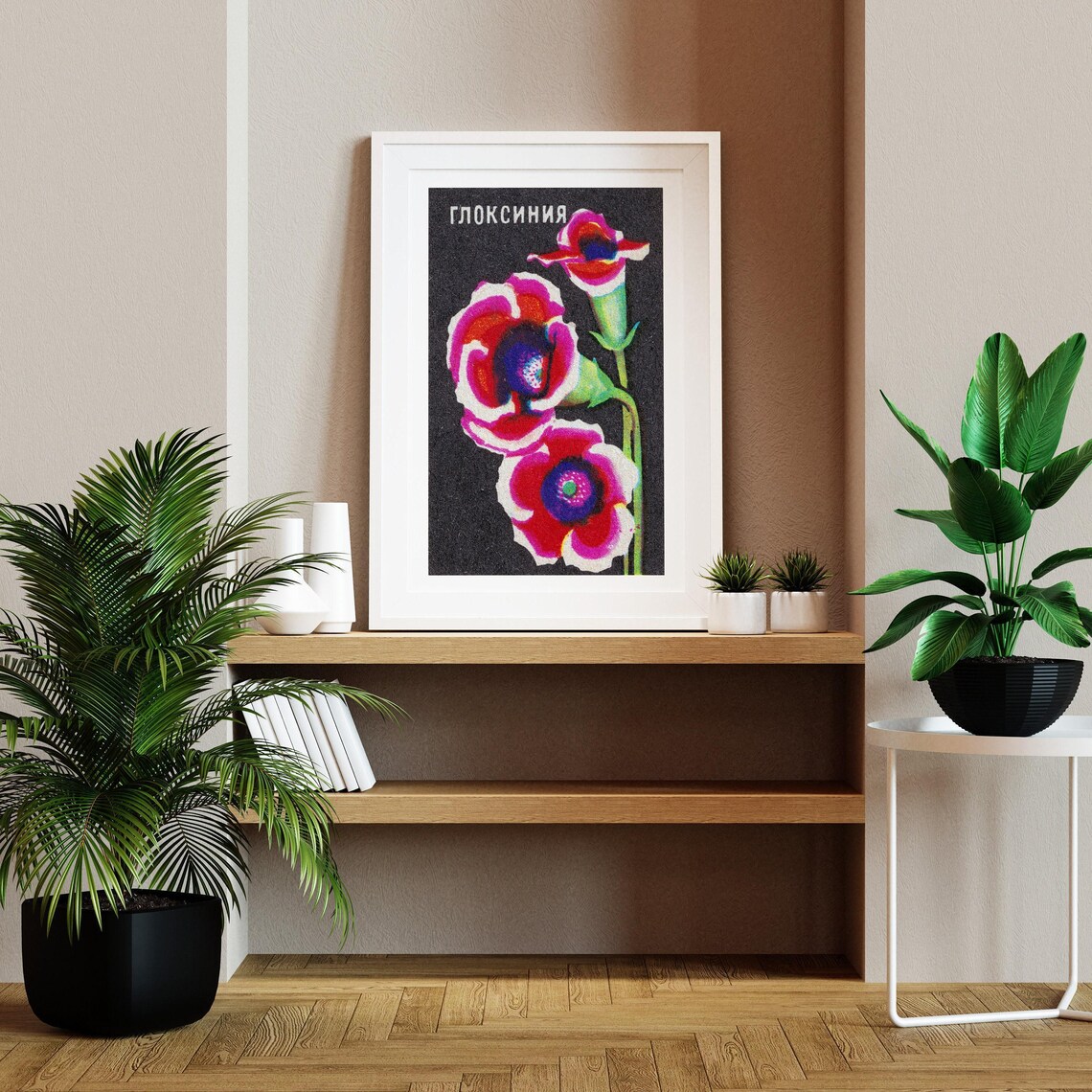Purple Gloxinia Matchbox Art Print, Vintage Eastern Europe - Image 2