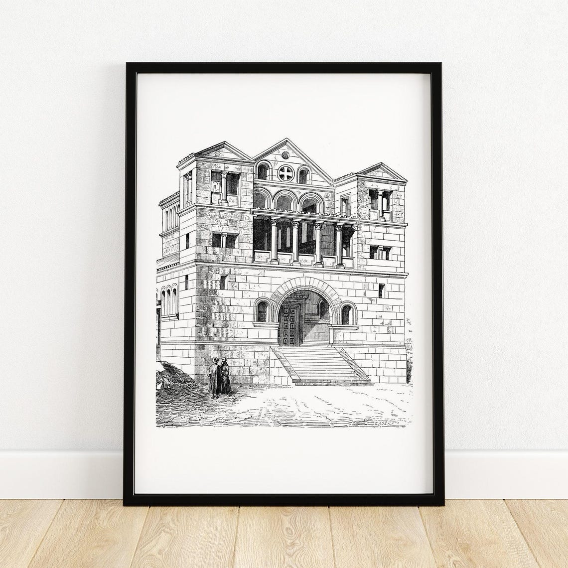 Turmanin Stone Church Syria Romanesque Facade Engraving Poster