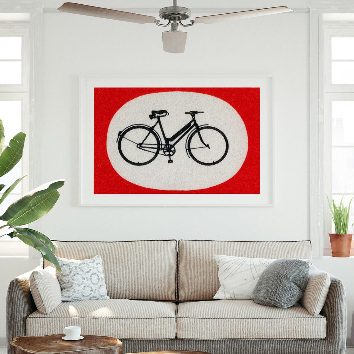Vintage Bicycle Silhouette Matchbox Label Red Oval Design Poster - Image 3