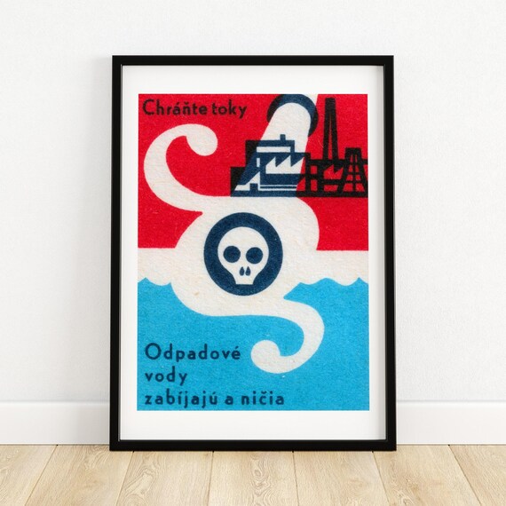 Chrante Toky Slovak Water Protection Skull Vintage Warning Poster
