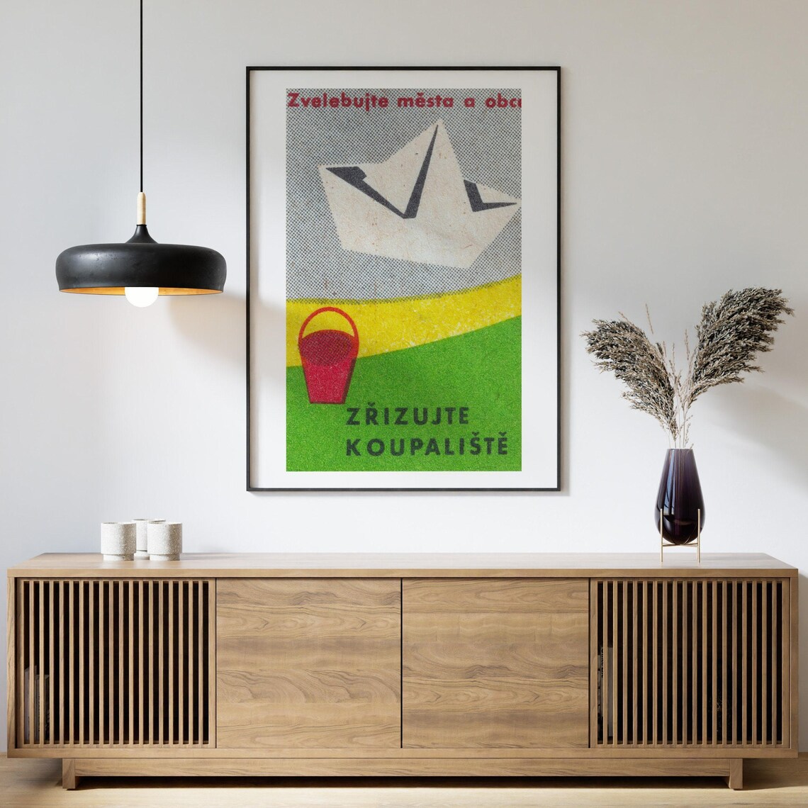 Paper Boat Pond Vintage Czech Swimming Matchbox Label Poster - Image 4