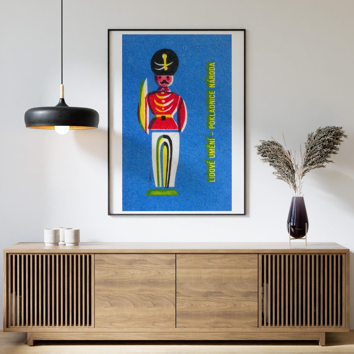 Czech Folk Toy Soldier Red Uniform Blue Vintage Label Art Poster - Image 4