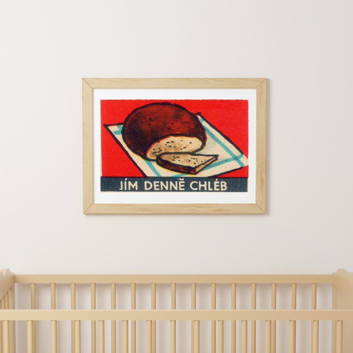 Czech Bread Loaf Crusty Vintage Matchbox Label Kitchen Food Poster - Image 3