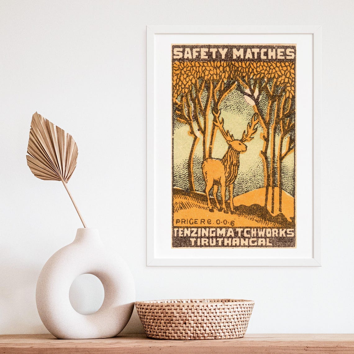 Stag in Forest Safety Matches Tenzing Match Works Indian Poster - Image 4