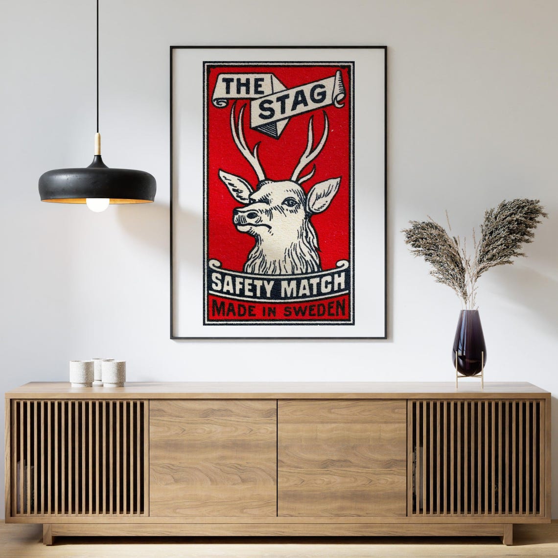 The Stag Safety Match Vintage Swedish Red Matchbox Label Poster - Image 4