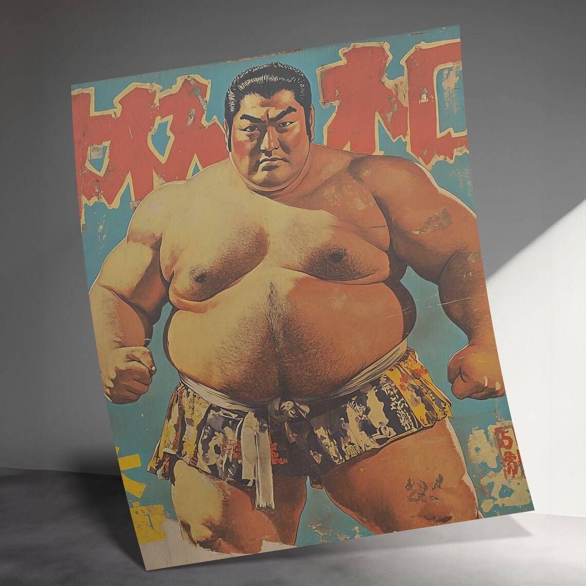 Classic Vintage Japanese Sumo Wrestler Bold Retro Sports Art Poster - Image 3