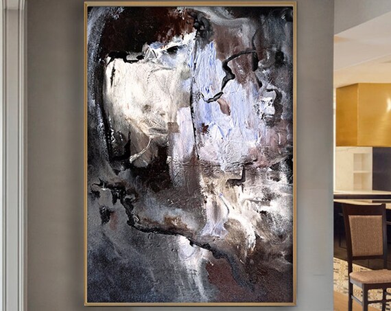 Black and Grey Abstract Painting, Minimalist Art Print