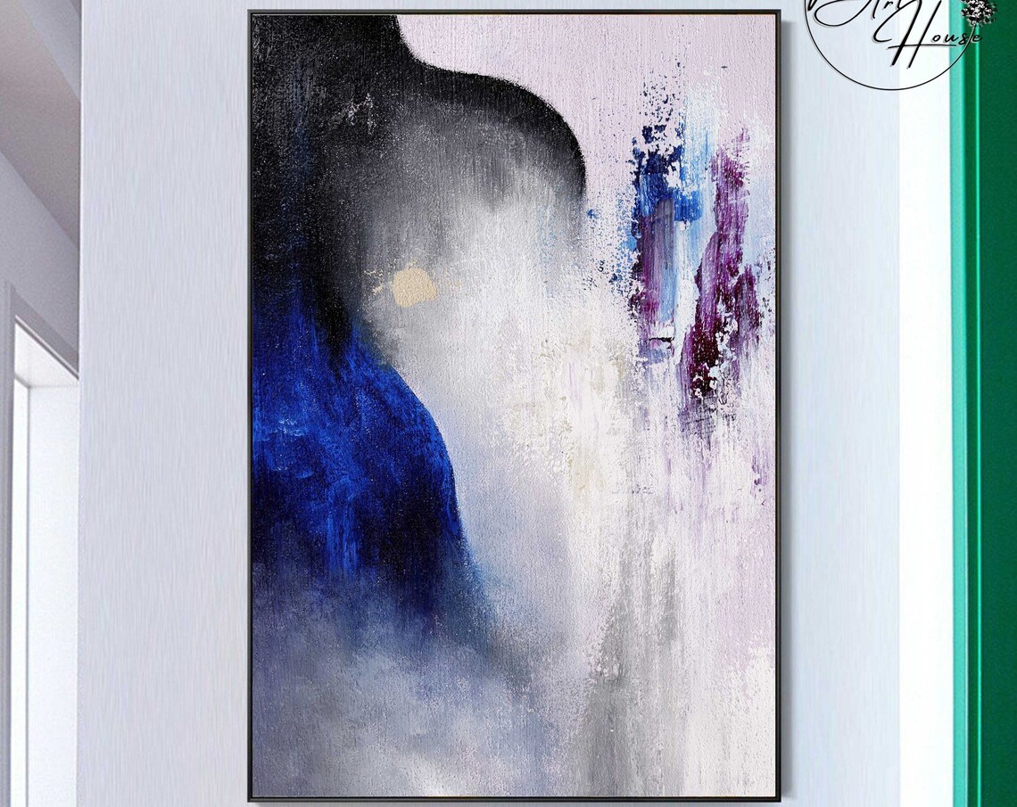 Midnight Blue White Mist Abstract Moody Palette Art Wall Poster