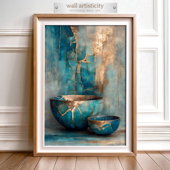 Japanese Style Kintsugi Art Print, Wabi Sabi Zen Decor