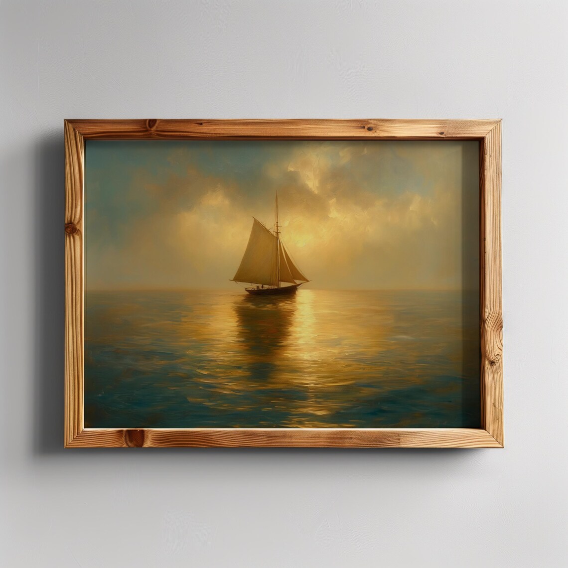 Tranquil Sailboat At Sunset, Coastal Decor