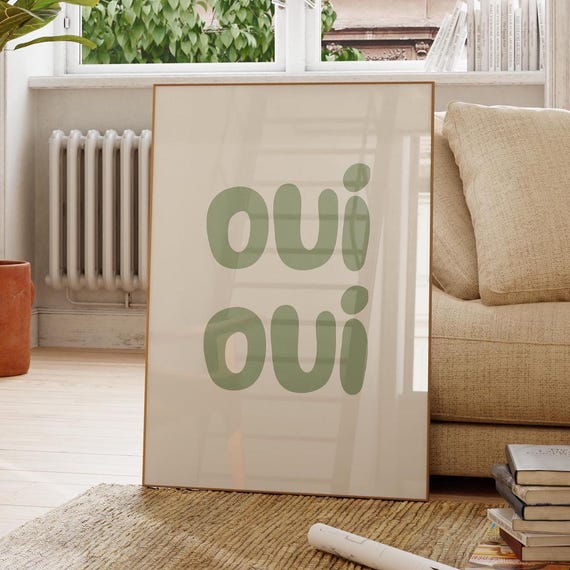 Oui Bathroom Print Funny Wall Art Poster French Decor Trendy Cute Home Accessories