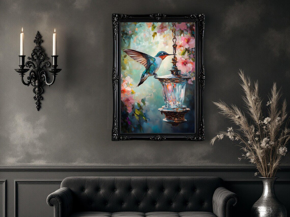 Hummingbird Wall Art, Floral Decor Poster Print - Image 3