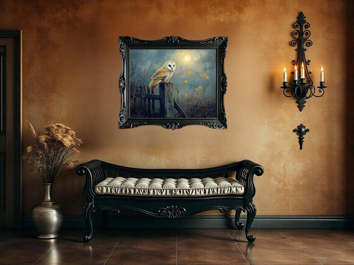 Owl Wall Art Print, Rustic Barn Owl Decor - Image 2