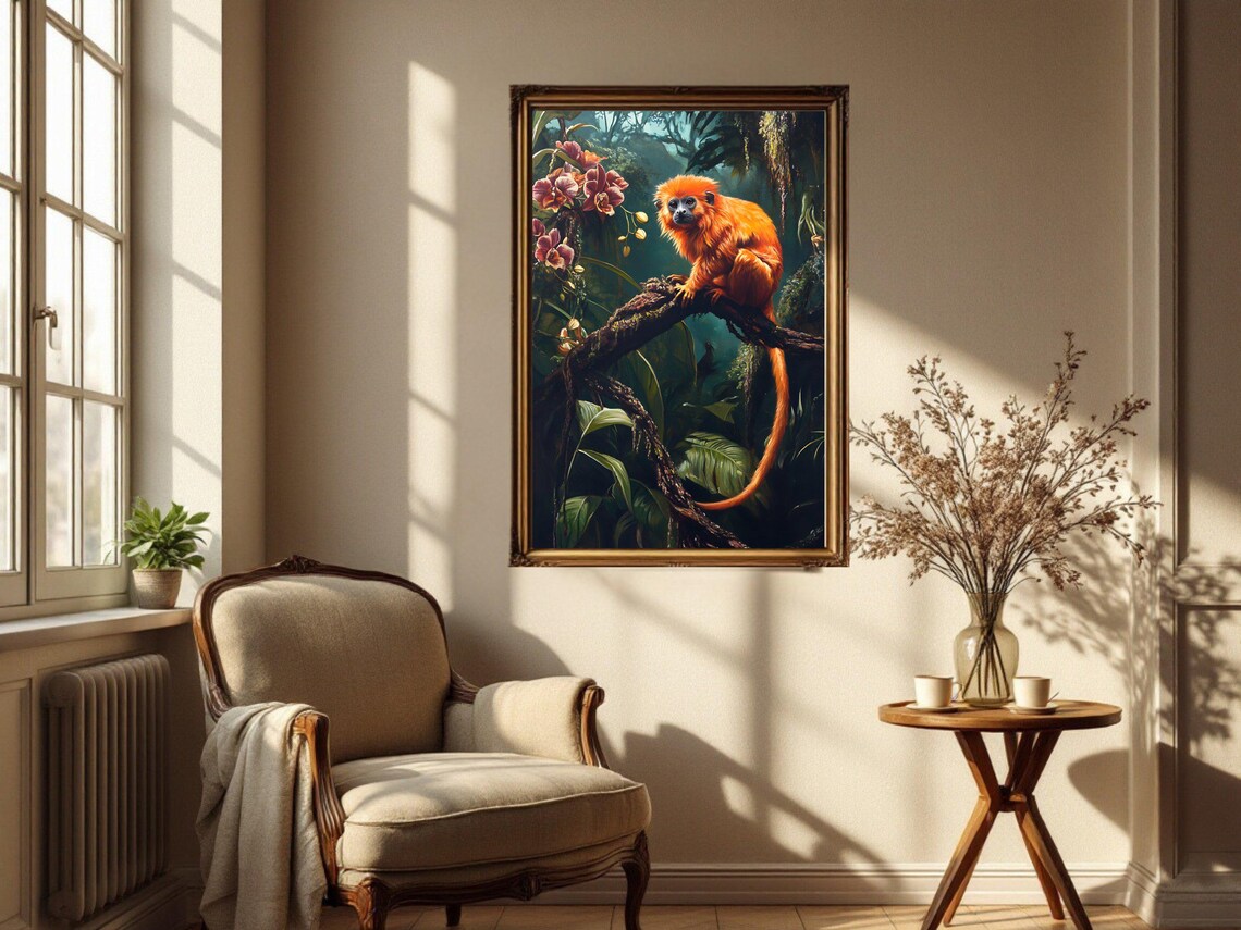 Golden Lion Tamarin Art Print, Jungle Wildlife - Image 2
