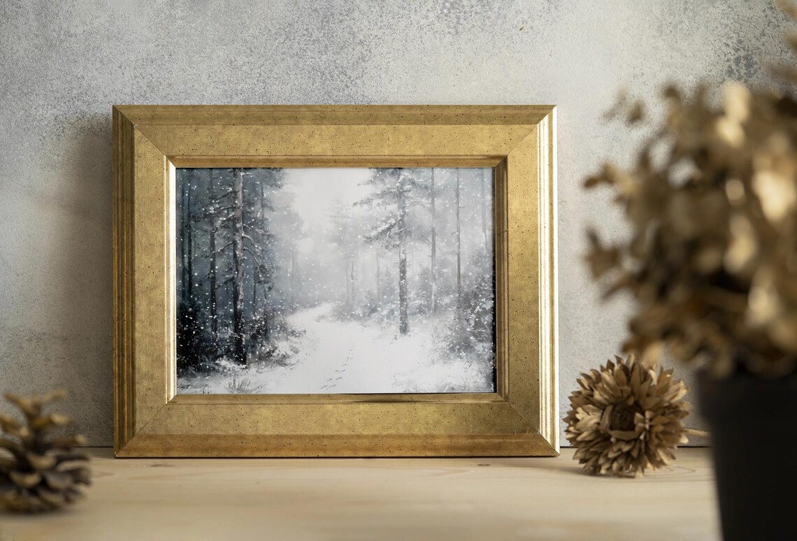 Rustic Winter Forest Path, Cozy Holiday Decor - Image 2