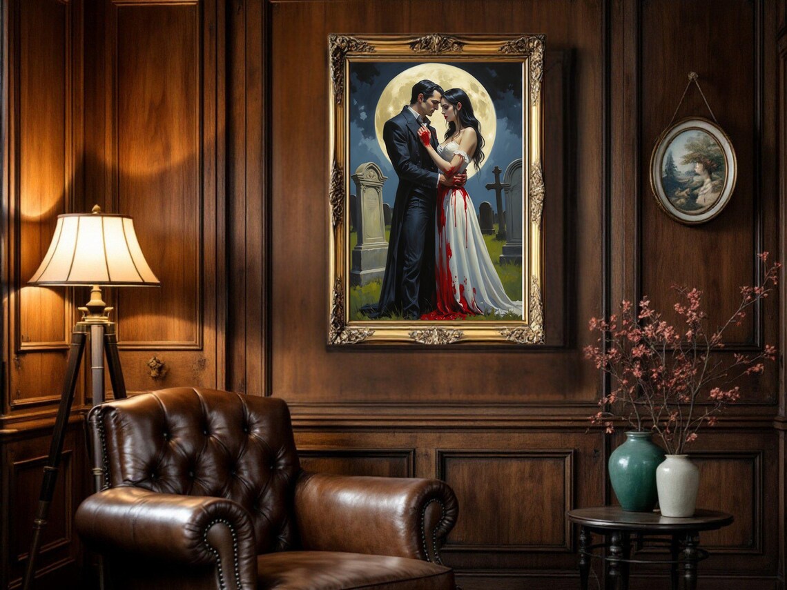 Gothic Vampire Love, Moonlit Graveyard Romance - Image 3