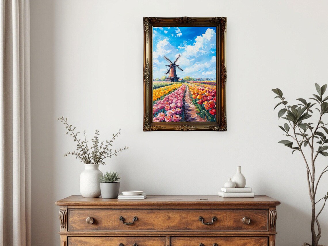 Windmill Landscape - Minimalist Travel Poster - Image 2