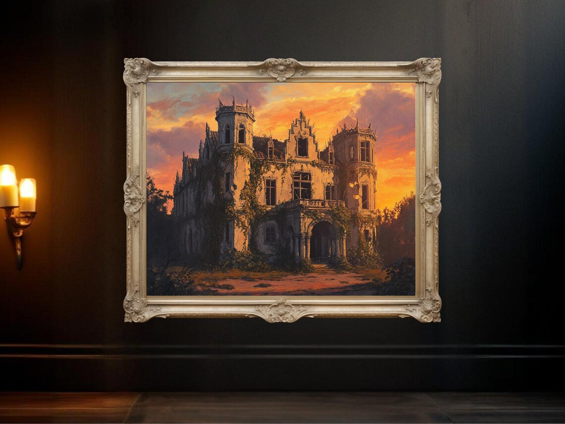 Haunted Castle, Spooky Gothic Landscape Art Print