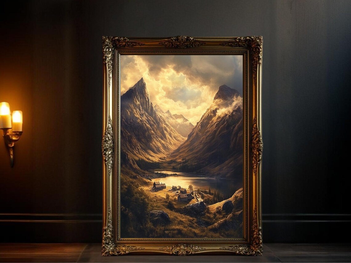 Enchanting Mountain Landscape, Serene Valley Sunset