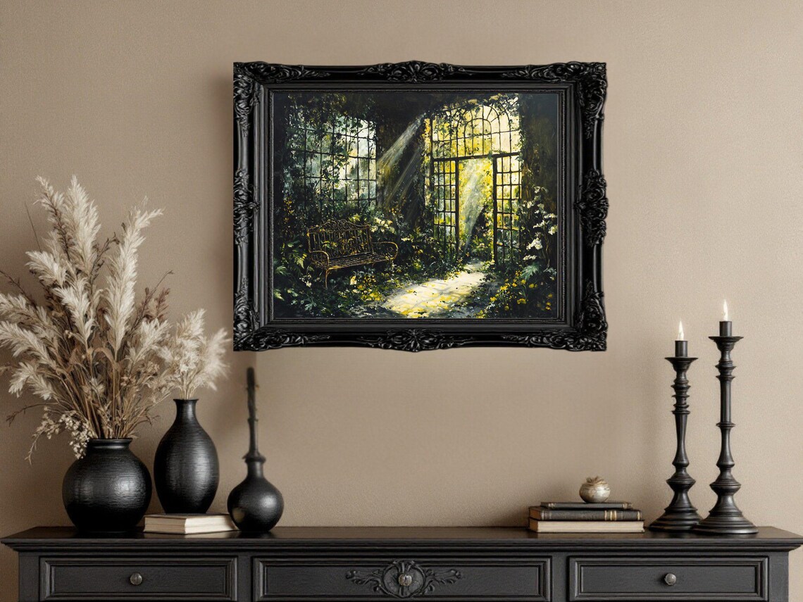 Enchanted Garden Art Print, Sunlit Greenhouse - Image 3
