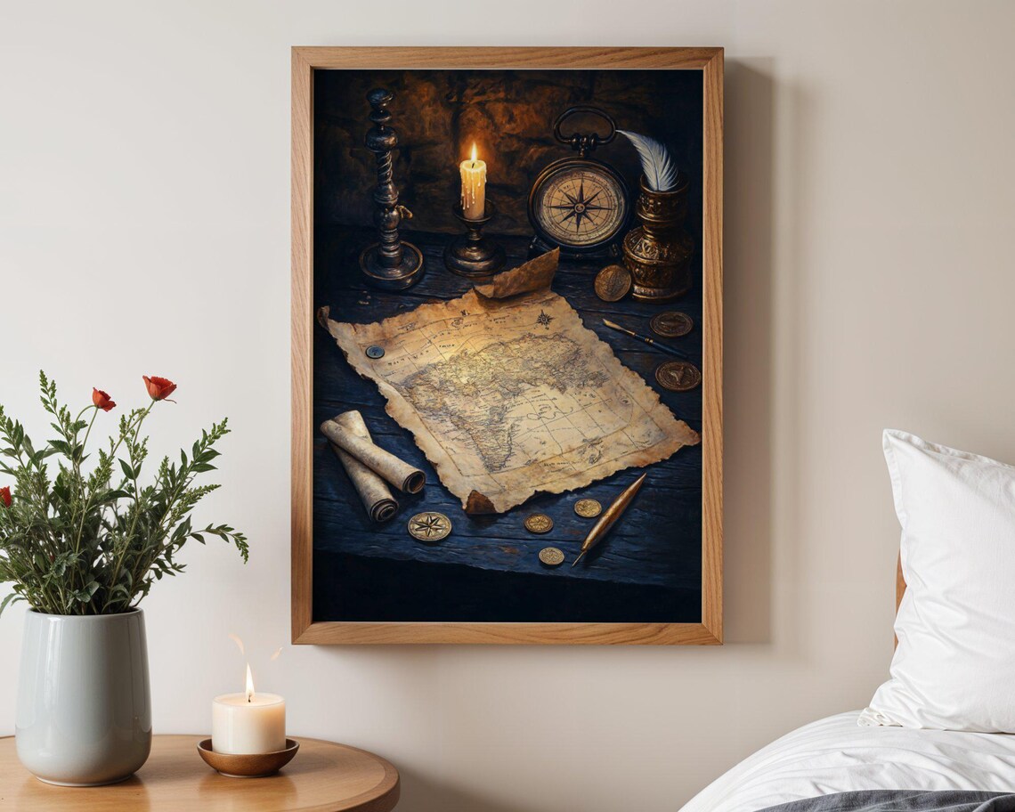 Antique World Map, Vintage Nautical Art Print - Image 3